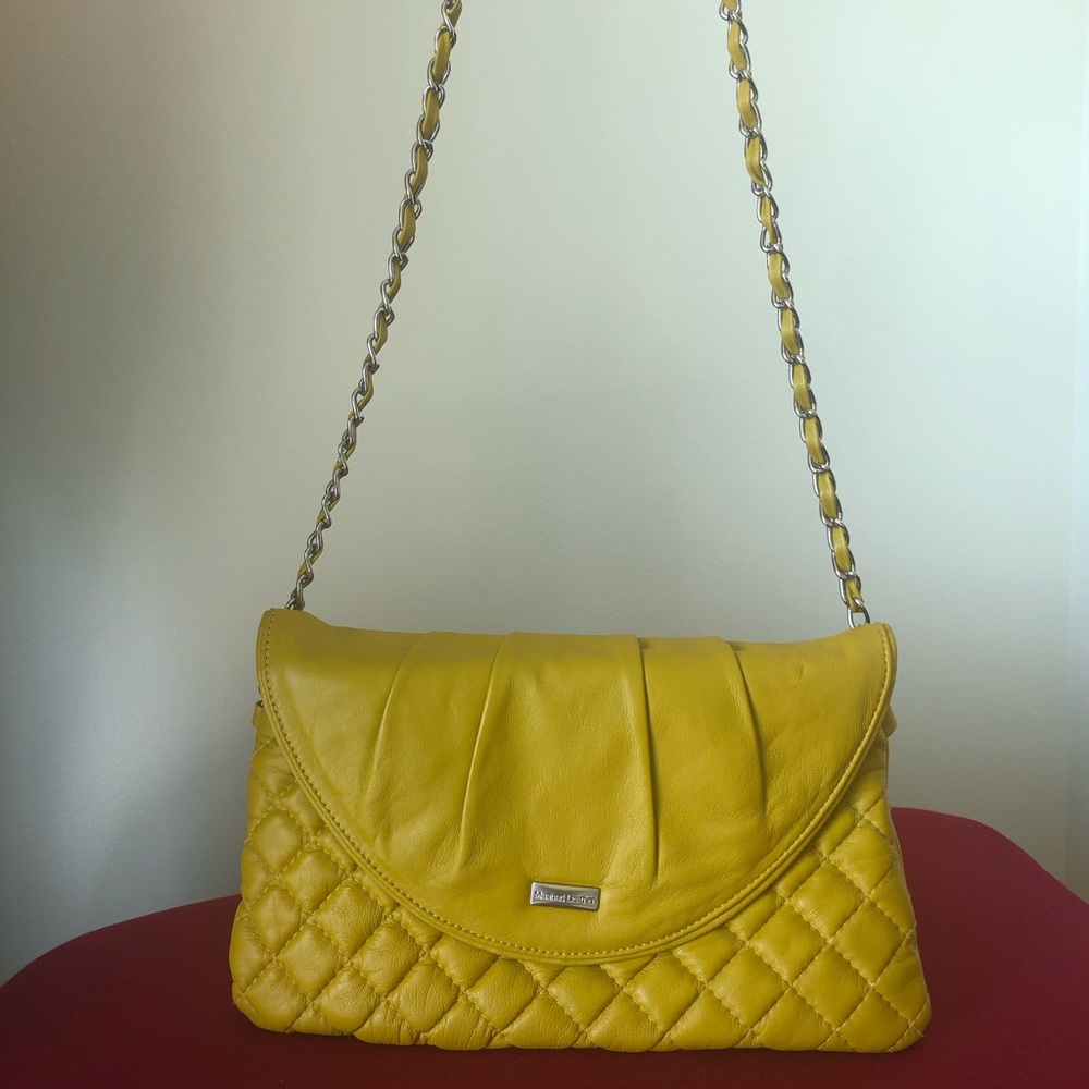 Yellow leather hand bag - Picture 2 of 6